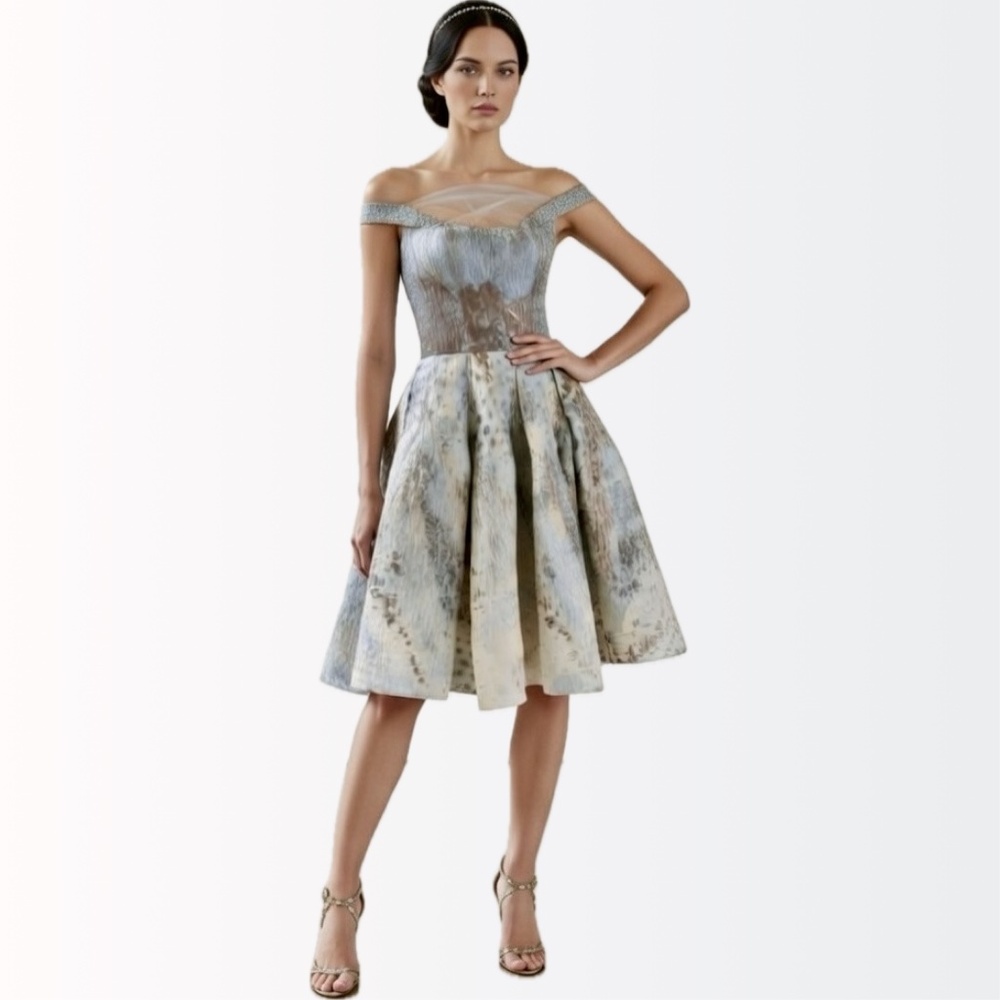 Carolina Herrera $3490 Runway Silver Brocade Silk Tulle "Degas" Dress 4